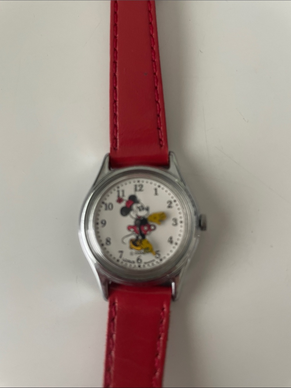 Original Minnie Mouse Watch Red Strap Character Watch with Classic Cartoon Dial